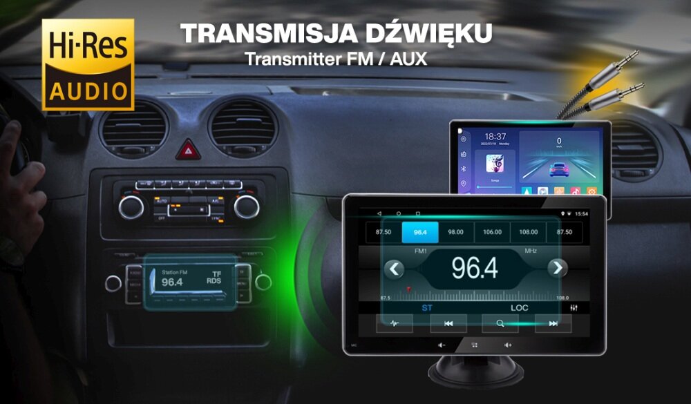 Ekran CarPlay VORDON ES-300 Phoenix tryb dzień noc ekran funkcje urządzenie nawigacja muzyka dźwięk