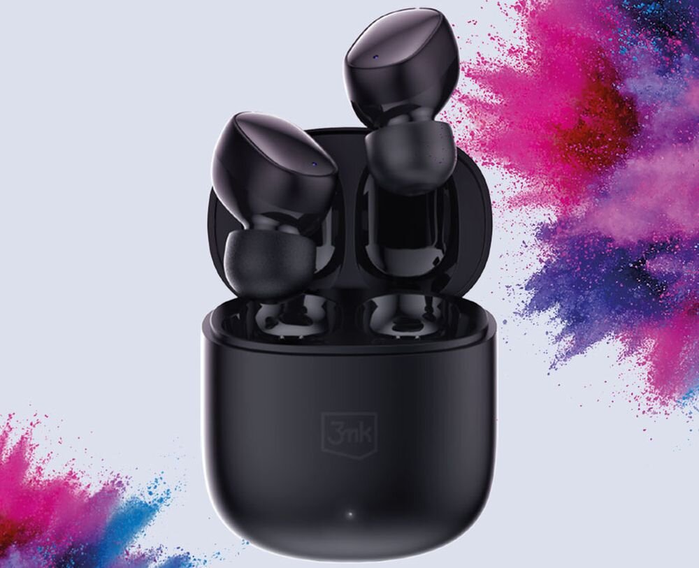 Słuchawki dokanałowe 3MK FlowBuds Czarny trening muzyka telefon czas pracy profilowanie