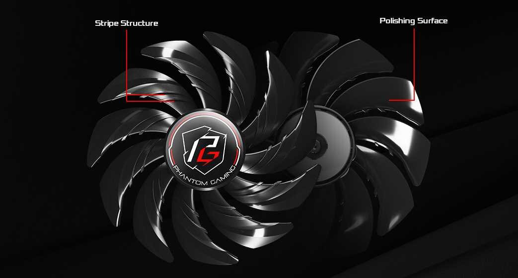 Karta graficzna ASROCK Radeon RX 6800 XT Phantom Gaming OC 16GB - Striped Axial Fan 