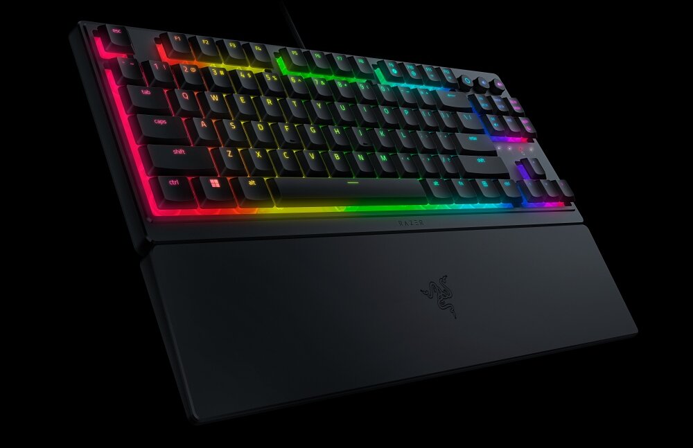Klawiatura RAZER Ornata razer ornata v3 klawiatura bez klawiatury numerycznej chroma rgb mecha-membrane razer podpórka pod nadgarstki niskoprofilowa ergonomiczność konfigurowalne oświetlenie magnetyczna podkładka na nadgarstki 8 stref oświetlenia rgb