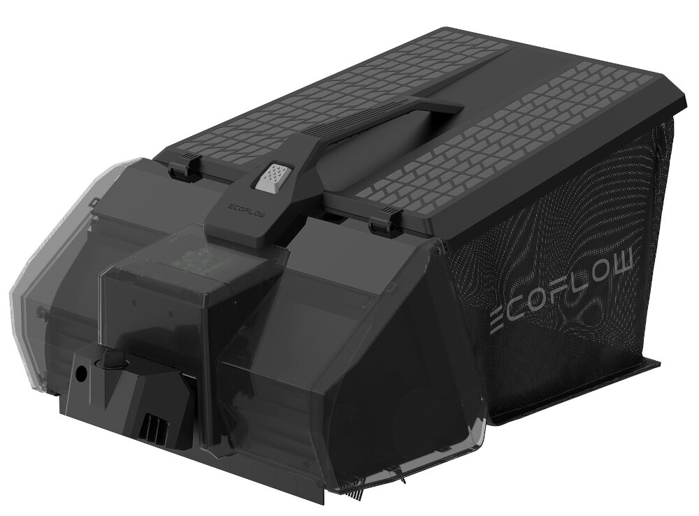 Moduł do grabienia trawnika ECOFLOW Sweeper Kit moc wyjsciowa 24 V maks. 180 W wydajne skuteczne dzialanie waga 4,6 kg latwe przenoszenie przechowywanie w temperaturach od -20°C do 60°C bezpieczny trwaly