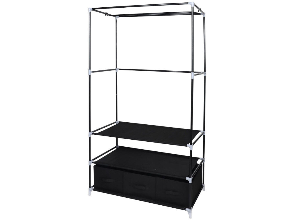 Szafa tekstylna SASKA GARDEN Ornament 45245 (88 x 50 x 160 cm) Czarny, 88x50x160cm, szuflady, drążek, 3,5kg, na białym tle konstrukcja szafy tekstylnej