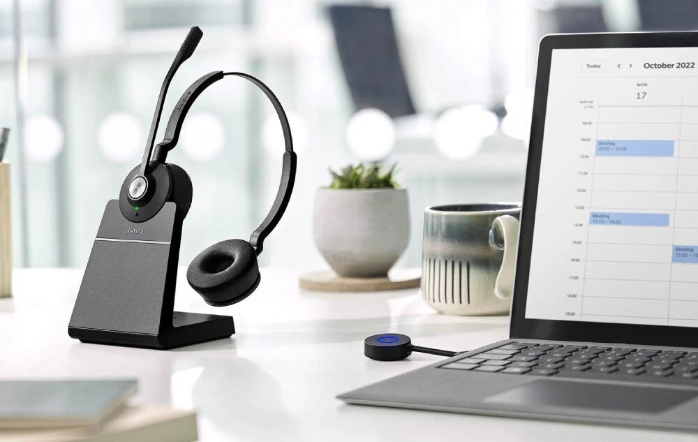 Słuchawki nauszne JABRA Engage 55 łączność DECT adapter podłączenie bateria czas działania