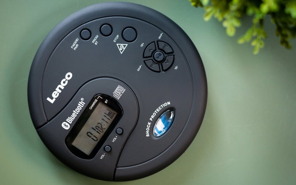 Discman LENCO CD-300BK płyt CD kompaktowy rozmiar intuicyjna obsługa antywstrząsowy system łączność bluetooth