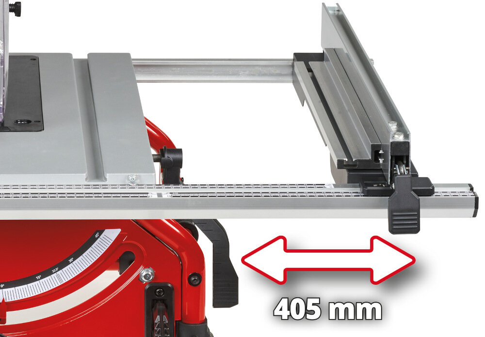 Pilarka stołowa EINHELL TE-TS 254 T wydluzenie stolu o 405 mm wymiary stolu 540 x 505 mm obrobka elementow o dlugosci do 660 mm