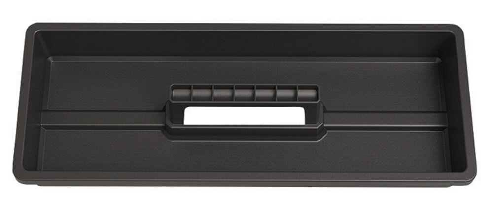 Skrzynka na narzędzia EINHELL E-Case M 4540021 tacka na białym tle wyjmowana tacka przechowywanie najczęściej używanych narzędzi pod ręką trzy naklejki etykietowe oznaczyć zawartość walizki szybko odnajduje potrzebne narzędzia i akcesoria