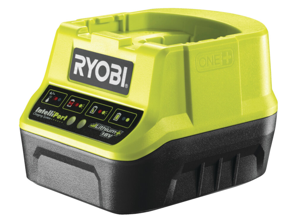 Zestaw akumulatorów + ładowarka RYOBI RC18120-242X ladowarka czas ladowania 60 minut prd ladowania 2.0 A inteligentny system monitoringu analiza napiecia i temperatury maksymalna trwalosc wskazniki diodowe