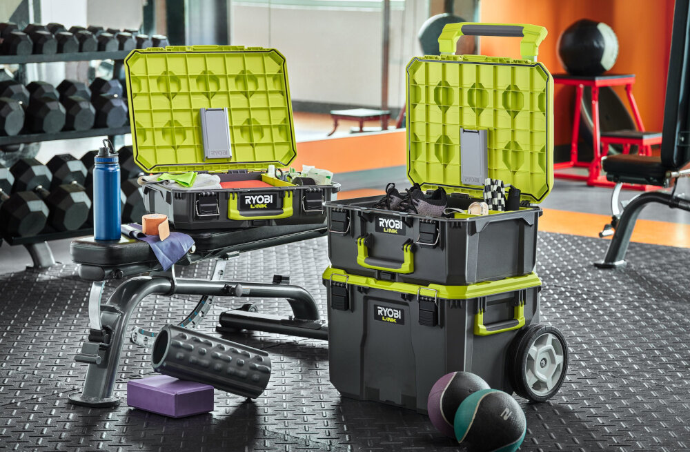 Skrzynia na narzędzia RYOBI RSL201 kompatybilnosc z systemem przechowywania sciennego RYOBI LINK ze skrzynkami mobilnymi RYOBI