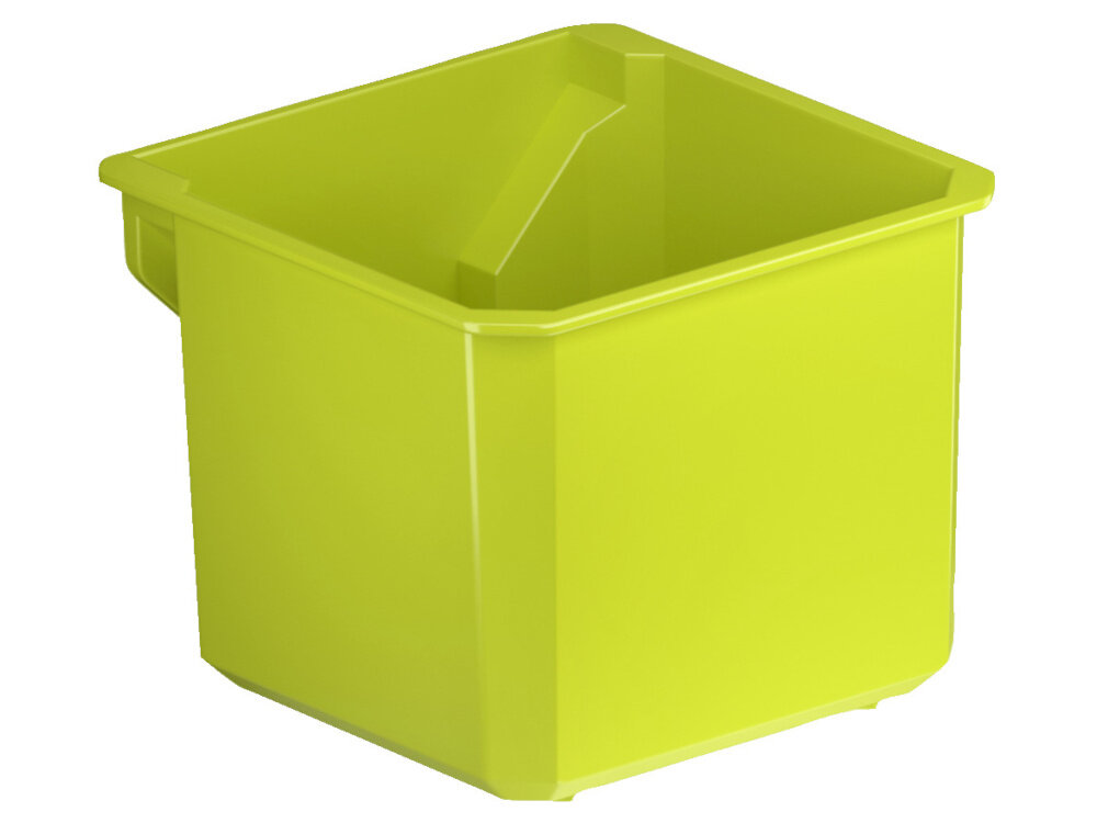 Pojemnik na akcesoria RYOBI RSL813 pojemnik na białym tle widoczny pod skosem z solidnego tworzywa sztucznego dwie oddzielne komory waga 0,079 kg gładka powierzchnia łatwe utrzymanie czystości trwała konstrukcja