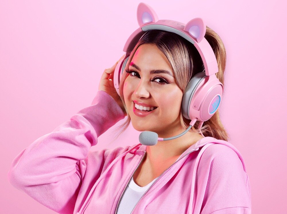 Słuchawki RAZER Kraken Kitty V2 Pro design komfort lekkość dźwięk jakość wrażenia słuchowe ergonomia lekkość sport aktywność podróże czas pracy działanie akumulator