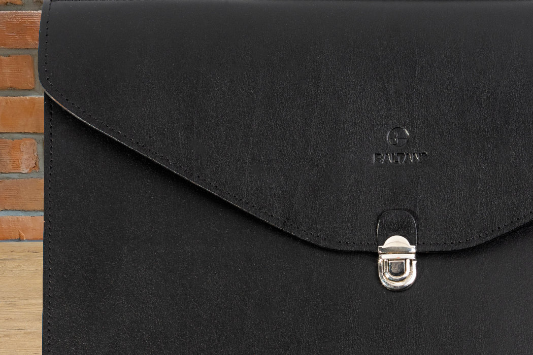 Torba na laptopa BALTAN 13-14 cali Czarny minimalizm elegancja klasyka wygoda podróże produkcja skóra lakier naturalne