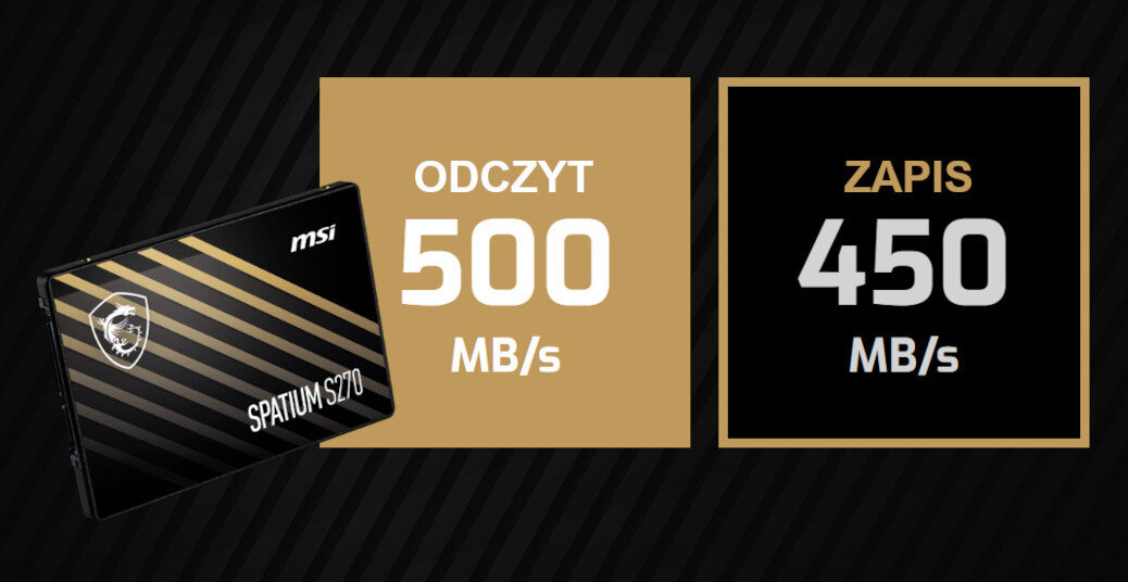 Dysk MSI Spatium S270 960GB SSD wydajność prędkość przepustuwość parametry