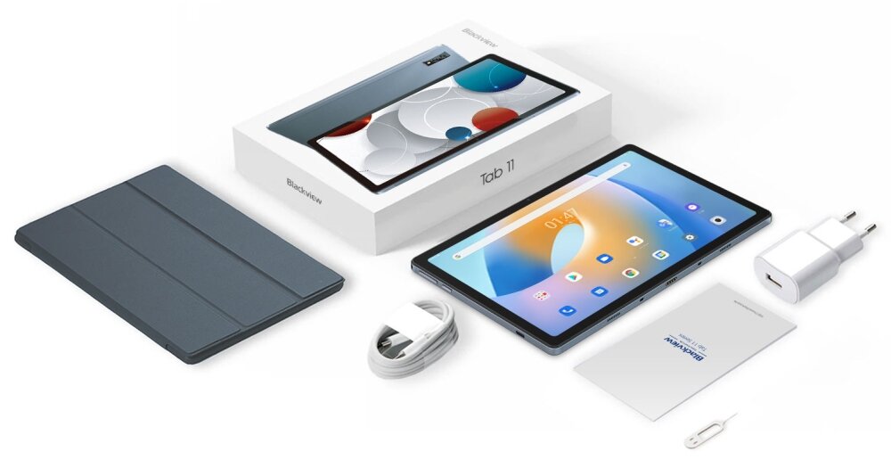 Tablet BLACKVIEW Tab rozdzielczość rdzenie przekątna czujniki aparat głośnik czas pracy procesor transmisja danych waga wifi pamięć złącza zestaw