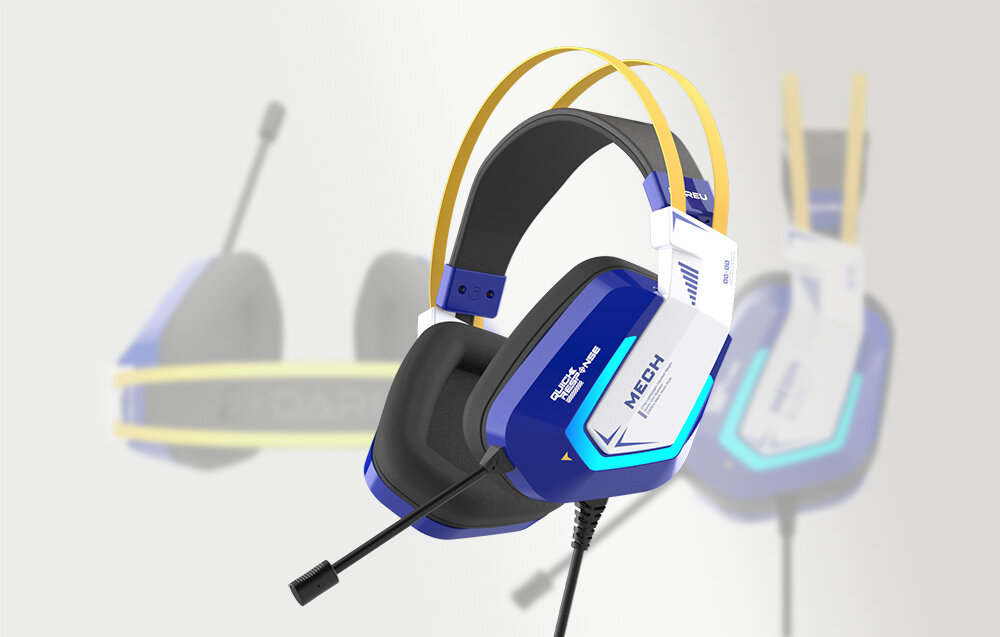 Słuchawki DAREU EH732 RGB design komfort lekkość dźwięk jakość wrażenia słuchowe ergonomia lekkość sport aktywność podróże czas pracy działanie akumulator