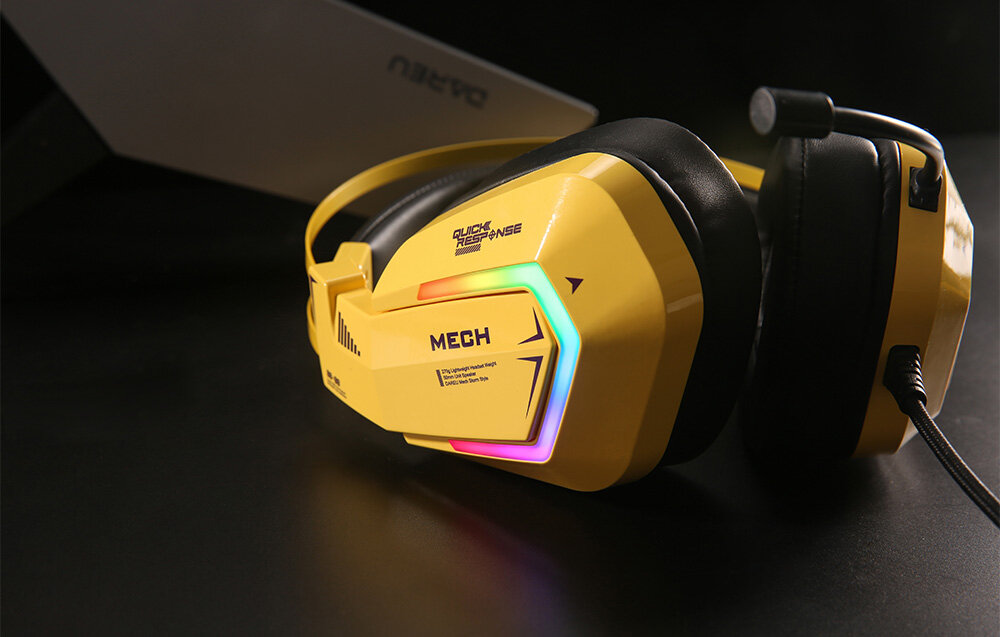 Słuchawki DAREU EH732 RGB design komfort lekkość dźwięk jakość wrażenia słuchowe ergonomia lekkość sport aktywność podróże czas pracy działanie akumulator