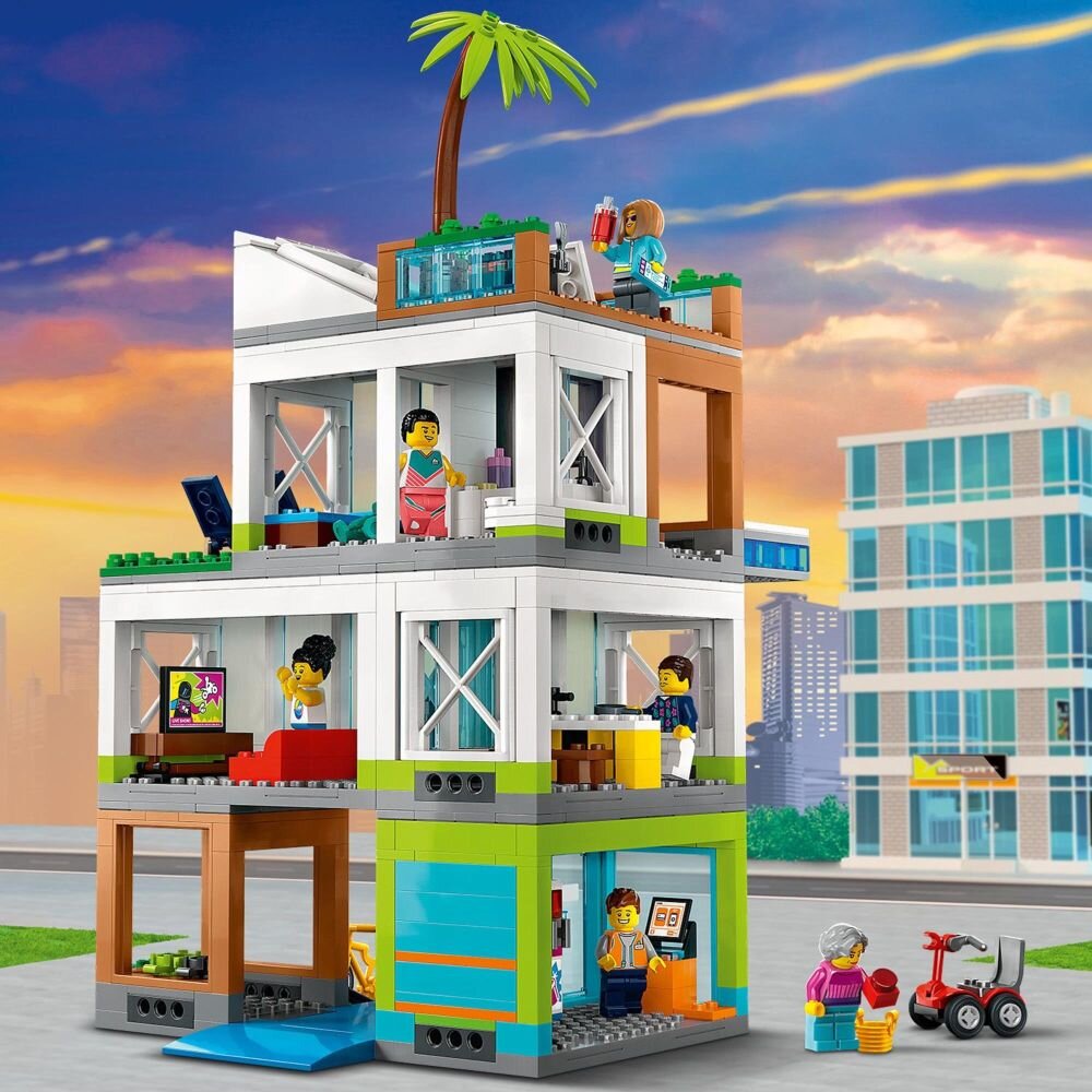 LEGO City Apartamentowiec 60365 klocki elementy zabawa łączenie figurki akcesoria figurka zestaw