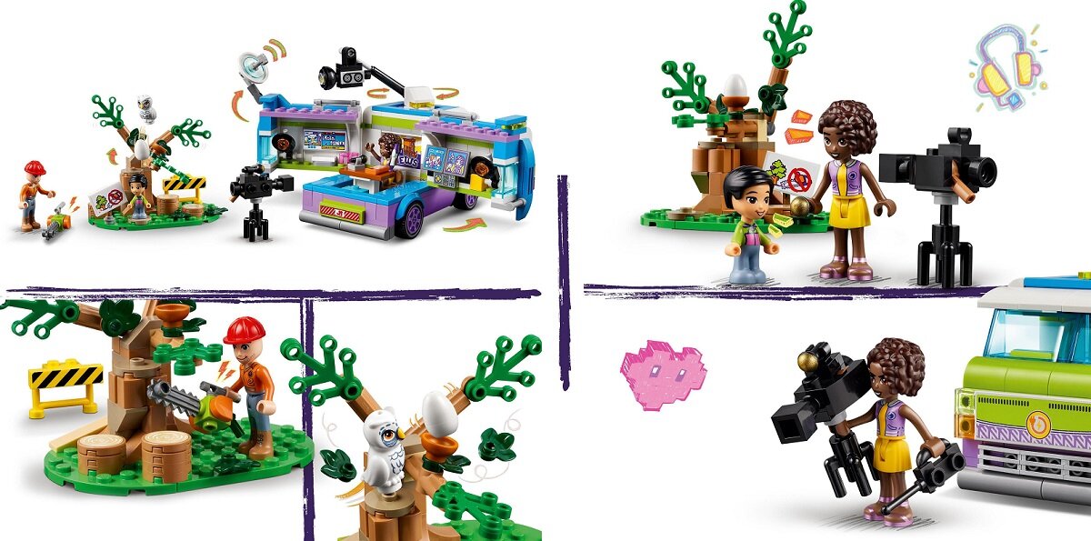LEGO Friends Reporterska furgonetka 41749 dziecko kreatywność zabawa nauka rozwój klocki figurki minifigurki jakość tradycja konstrukcja nauka wyobraźnia role jakość bezpieczeństwo wyobraźnia budowanie pasja hobby funkcje instrukcja aplikacja LEGO Builder