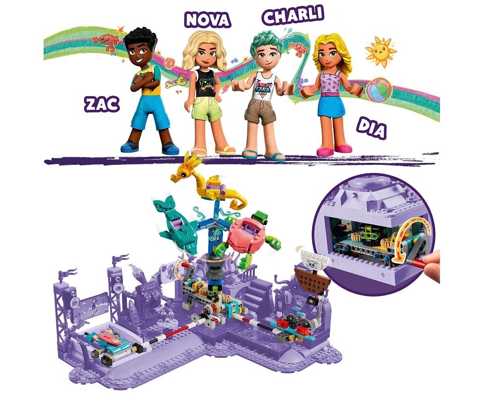 LEGO Friends Plażowy park rozrywki 41737 dziecko kreatywność zabawa nauka rozwój klocki figurki minifigurki jakość tradycja konstrukcja nauka wyobraźnia role jakość bezpieczeństwo wyobraźnia budowanie pasja hobby funkcje instrukcja aplikacja LEGO Builder