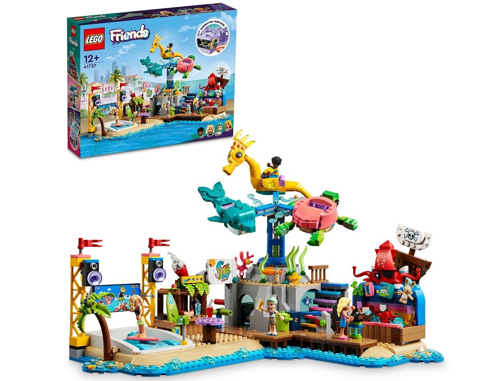 LEGO Friends Plażowy park rozrywki 41737 dziecko kreatywność zabawa nauka rozwój klocki figurki minifigurki jakość tradycja konstrukcja nauka wyobraźnia role jakość bezpieczeństwo wyobraźnia budowanie pasja hobby funkcje instrukcja aplikacja LEGO Builder