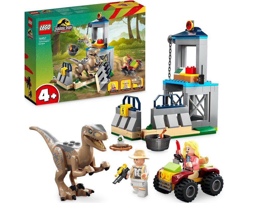 LEGO Jurassic World Velociraptor Escape 76957 Дитяча творчість Розваги Наука Розвиток Будівельні блоки Мініфігурки Якість Традиція Будівництво Наука Уява Ролі Якість Безпека Уява Будівництво Пристрасть Хобі Особливості Ручне застосування Конструктор LEGO