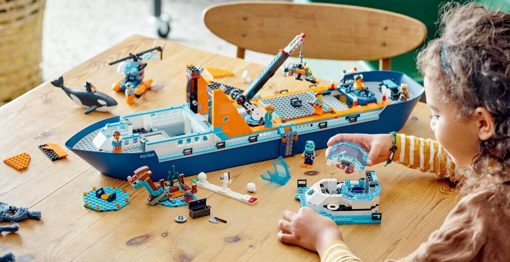 LEGO City Łódź badacza Arktyki 60368 klocki elementy zabawa łączenie figurki akcesoria figurka zestaw