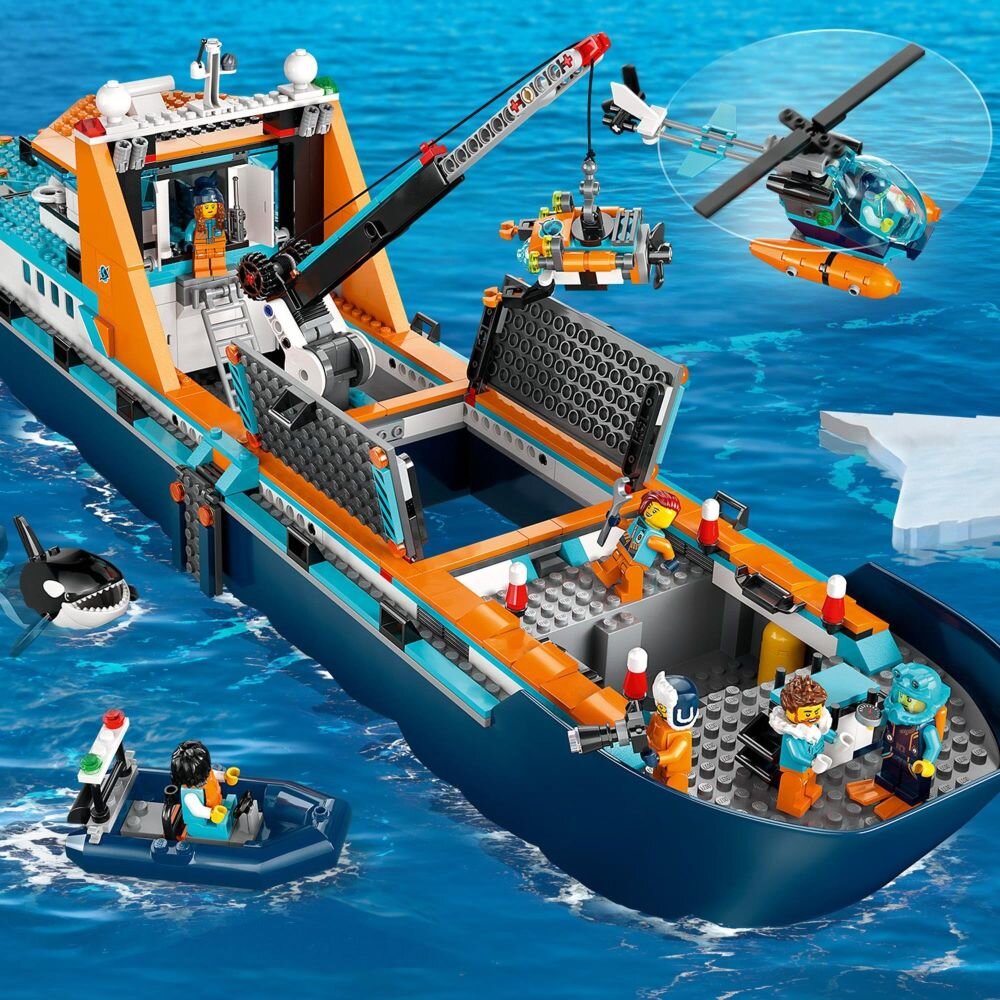 Конструктор LEGO City Arctic Explorer Boat 60368 Конструктори Компоненти Веселі з’єднувальні фігурки Аксесуари Набір фігурок