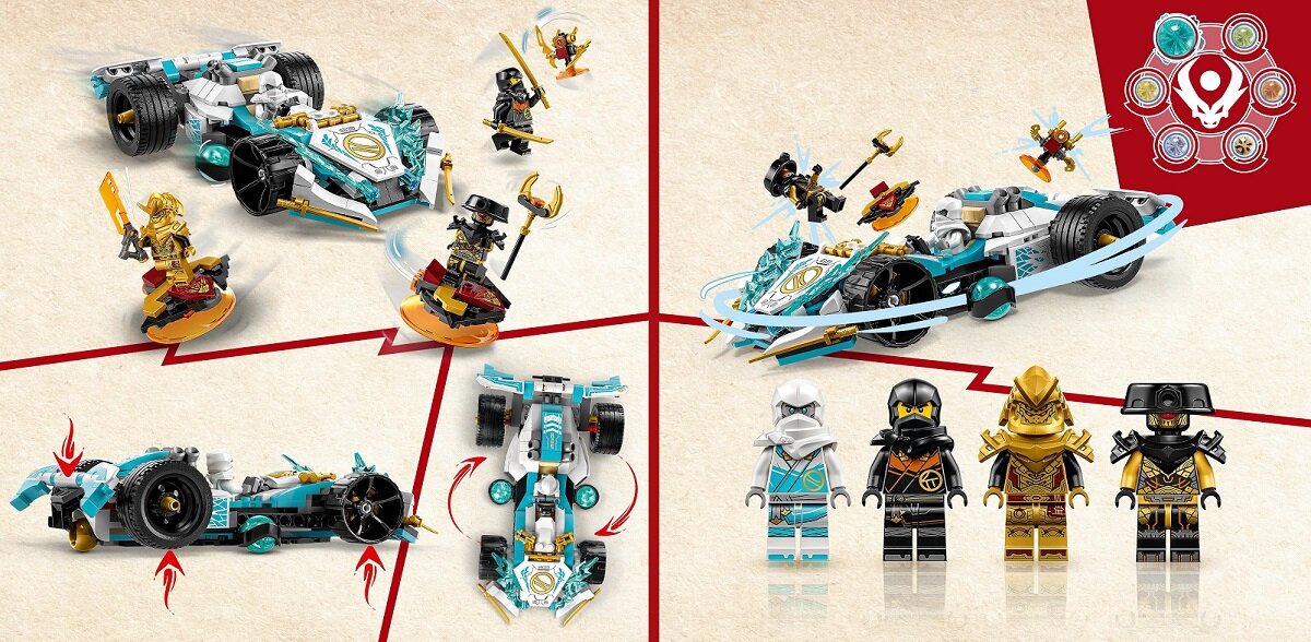 LEGO NINJAGO Smocza moc Zane’a — wyścigówka spinjitzu 71791 dziecko kreatywność zabawa nauka rozwój klocki figurki minifigurki jakość tradycja konstrukcja nauka wyobraźnia role jakość bezpieczeństwo wyobraźnia budowanie pasja hobby funkcje instrukcja aplikacja LEGO Builder