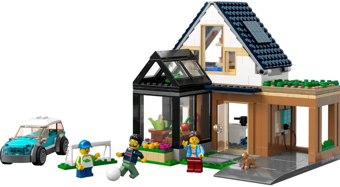LEGO City Domek rodzinny i samochód elektryczny 60398 dziecko kreatywność zabawa nauka rozwój klocki figurki minifigurki jakość tradycja konstrukcja nauka wyobraźnia role jakość bezpieczeństwo wyobraźnia budowanie pasja hobby funkcje instrukcja aplikacja LEGO Builder