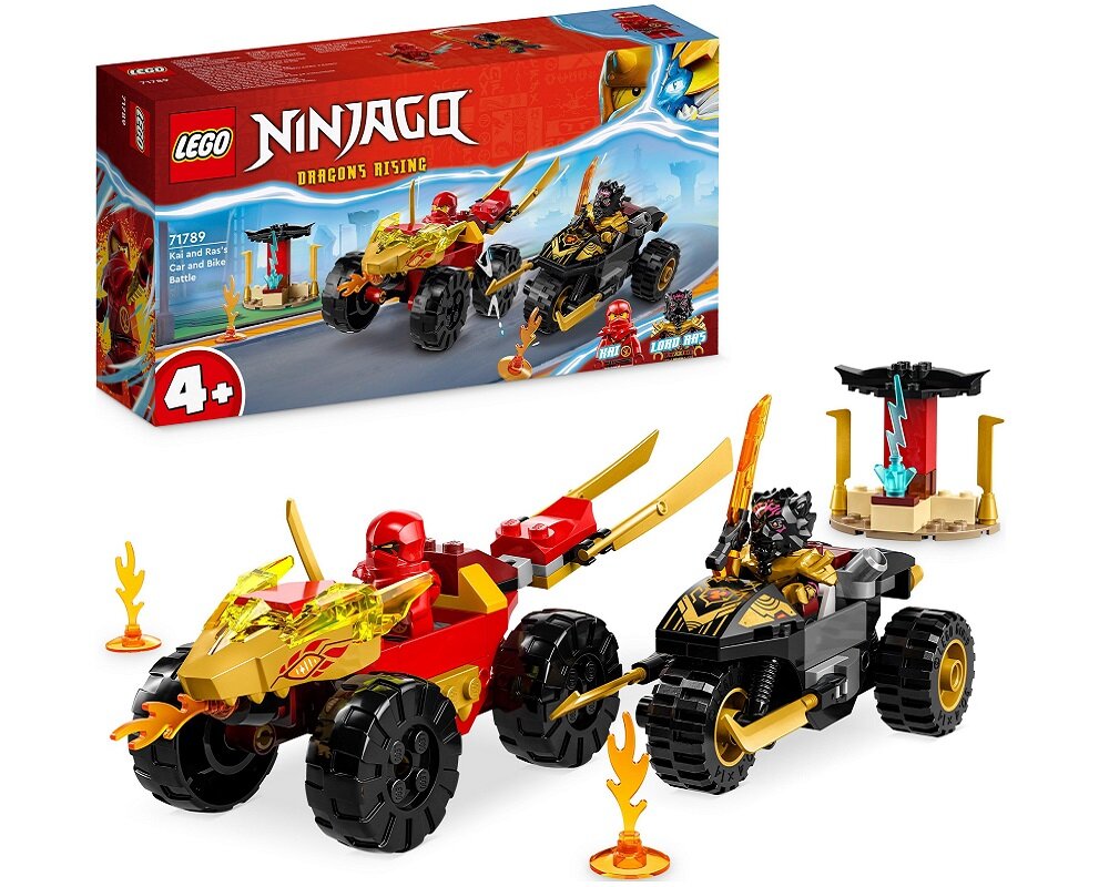 LEGO NINJAGO Bitwa samochodowo-motocyklowa między Kaiem a Rasem 71789 dziecko kreatywność zabawa nauka rozwój klocki figurki minifigurki jakość tradycja konstrukcja nauka wyobraźnia role jakość bezpieczeństwo wyobraźnia budowanie pasja hobby funkcje instrukcja aplikacja LEGO Builder