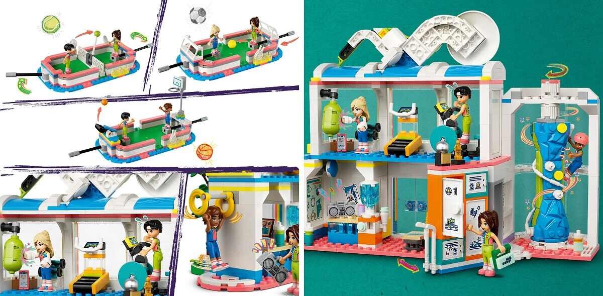 LEGO Friends Centrum sportowe 41744 dziecko kreatywność zabawa nauka rozwój klocki figurki minifigurki jakość tradycja konstrukcja nauka wyobraźnia role jakość bezpieczeństwo wyobraźnia budowanie pasja hobby funkcje instrukcja aplikacja LEGO Builder