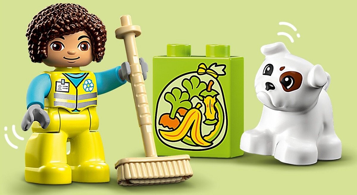 LEGO DUPLO Ciężarówka recyklingowa 10987 dziecko kreatywność zabawa nauka rozwój klocki figurki minifigurki jakość tradycja konstrukcja nauka wyobraźnia role jakość bezpieczeństwo wyobraźnia budowanie pasja hobby funkcje instrukcja aplikacja LEGO Builder