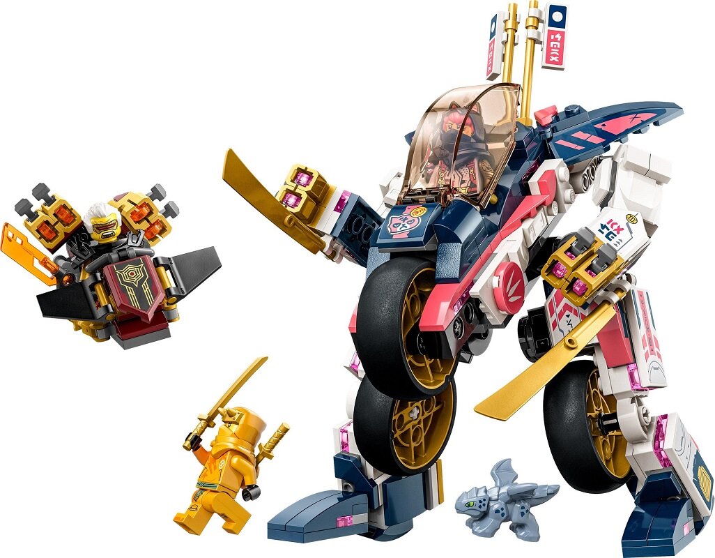 LEGO NINJAGO Mech Sory zmieniający się w motocykl wyścigowy 71792 dziecko kreatywność zabawa nauka rozwój klocki figurki minifigurki jakość tradycja konstrukcja nauka wyobraźnia role jakość bezpieczeństwo wyobraźnia budowanie pasja hobby funkcje instrukcja aplikacja LEGO Builder