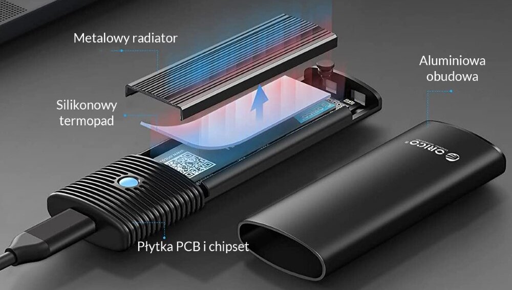 Obudowa dysku ORICO pojemność przechowywanie filmy dyski szerokość obsługa przesył dane dyski interfejs szybkość zestaw ciepło odprowadzanie stabilizacja konstrukcja aluminium PVC TRIM UASP