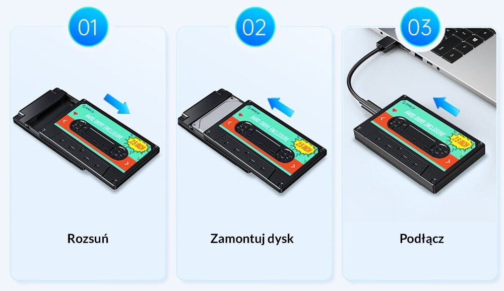 Obudowa dysku ORICO 2580C3-V1-BK-EP plug and play kompatybilność narządy prędkość transfer dane dyski pojemność