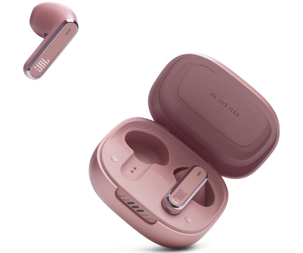Słuchawki douszne JBL Live Flex brzmienie przetworniki personalizacja muzyka redukcja szumu czas pracy czas działania jakość obudowa wytrzymałość aplikacja połączenie wielopunktowe szybkie parowanie zestaw