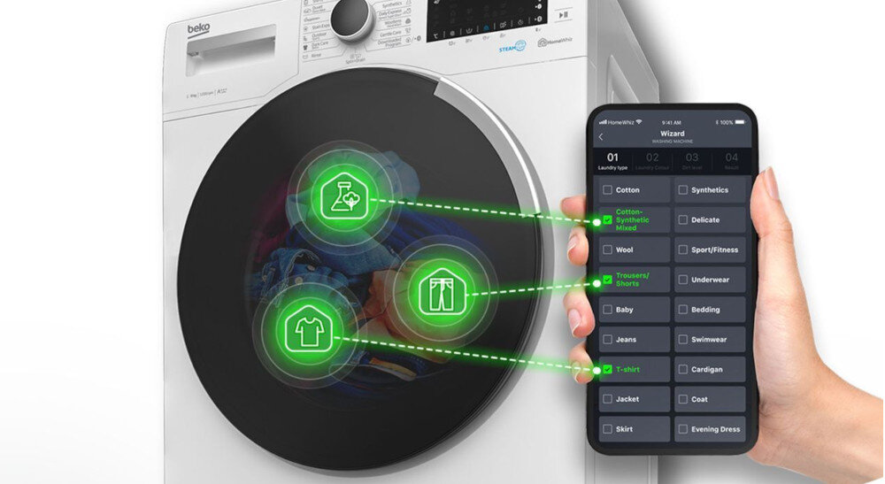 PRALKA BEKO B3WFU57215MPB Aplikacja HomeWhiz sterowanie smartfonem zdalnie