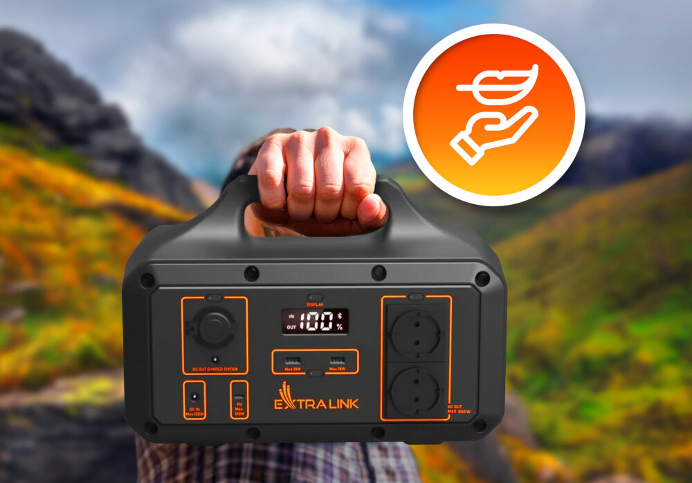 Stacja zasilania EXTRALINK Power Ranger EPS-S500S 510.6 Wh LiFePO4 innowacyjne rozwiazanie w pozyskiwaniu energii moc przenosnosc dlugi czas uzytkowania solidny uchwyt