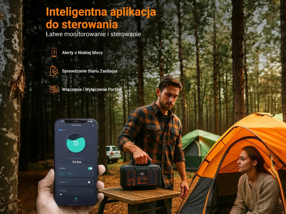 Stacja zasilania EXTRALINK Power Ranger EPS-S500S 510.6 Wh LiFePO4 pojemnosc 510,6 liczne porty technologia litowo-jonowa dluga zywotnosc ogniw aplikacja Tuya modul Bluetooth Android iOS