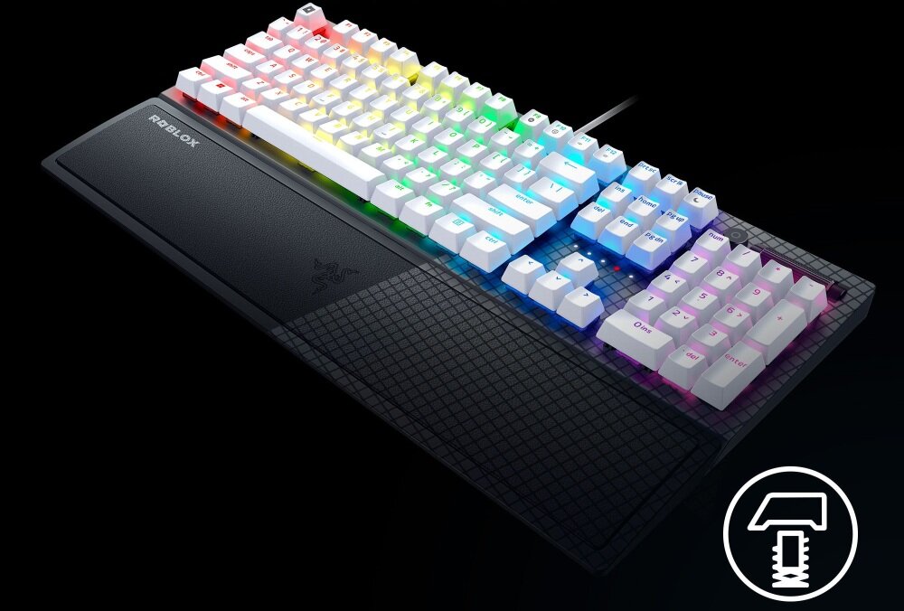Klawiatura RAZER BlackWidow V3 Roblox klawiatura skan klawisze przewodowa podświetlenie RGB odporność klawisze hybrydowa pamięć profile uniwersalność funkcjonalność podkładka