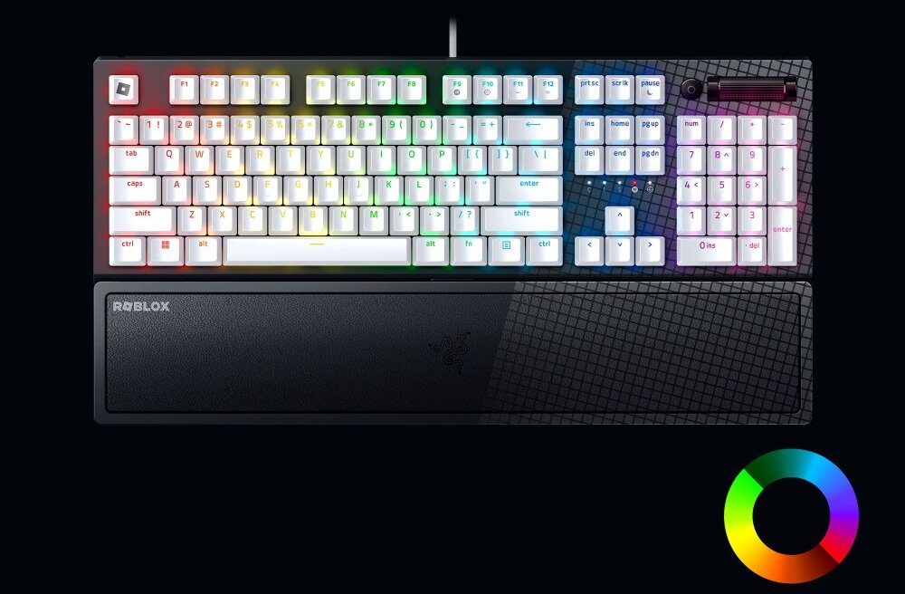 Klawiatura RAZER BlackWidow V3 Roblox klawiatura skan klawisze przewodowa podświetlenie RGB odporność klawisze hybrydowa pamięć profile uniwersalność funkcjonalność podkładka