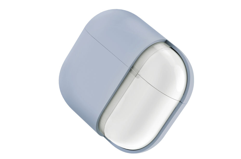 Niebieskie etui na słuchawki z przezroczystą częścią na górze, przeznaczone do Apple AirPods Pro 2.