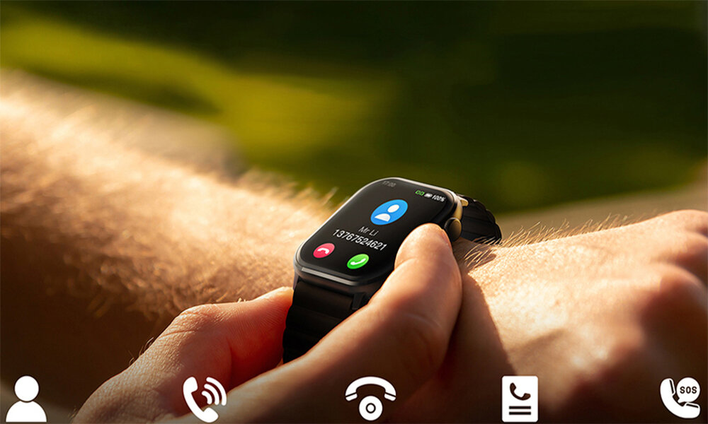 Smartwatch IMILAB W02 ekran bateria czujniki zdrowie sport pasek ładowanie pojemność rozdzielczość łączność sterowanie krew puls rozmowy smartfon aplikacja