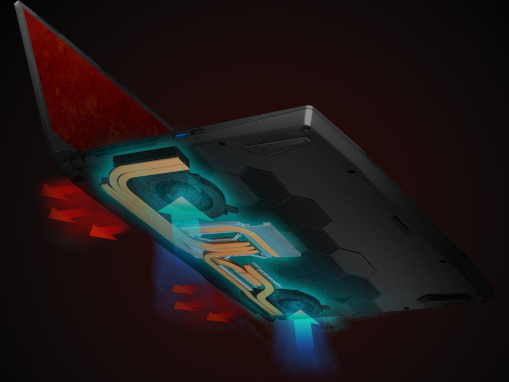 Laptop MSI Katana GF76 12UC-414XPL system chłodzenie konstrukcja
