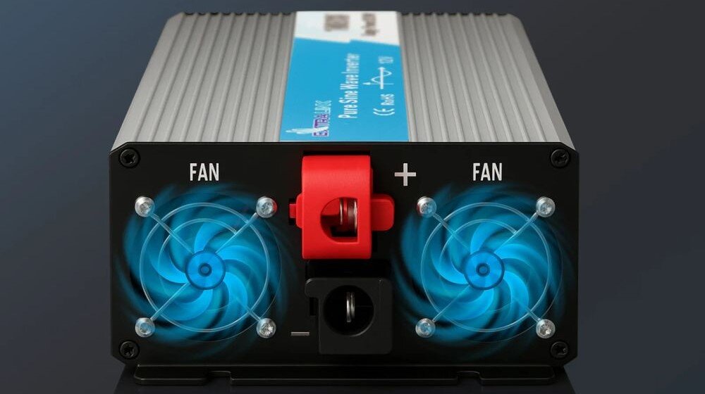 Przetwornica EXTRALINK 12V na 230 1500W/3000W przetwornica czysta fala sinusoidalna, kompatybilna z silnikami elektrycznymi, przetwornica od tyłu na ciemnym tle