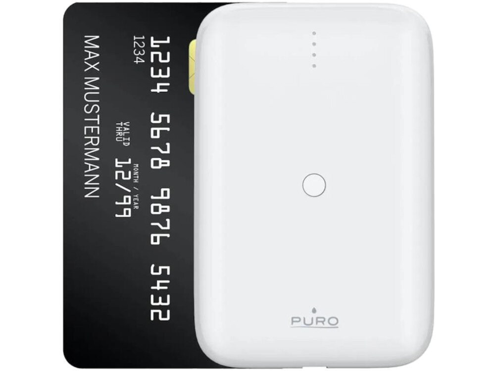 Powerbank PURO Compact Mini 15W 10000 mAh Biały waga wielkość wymiary