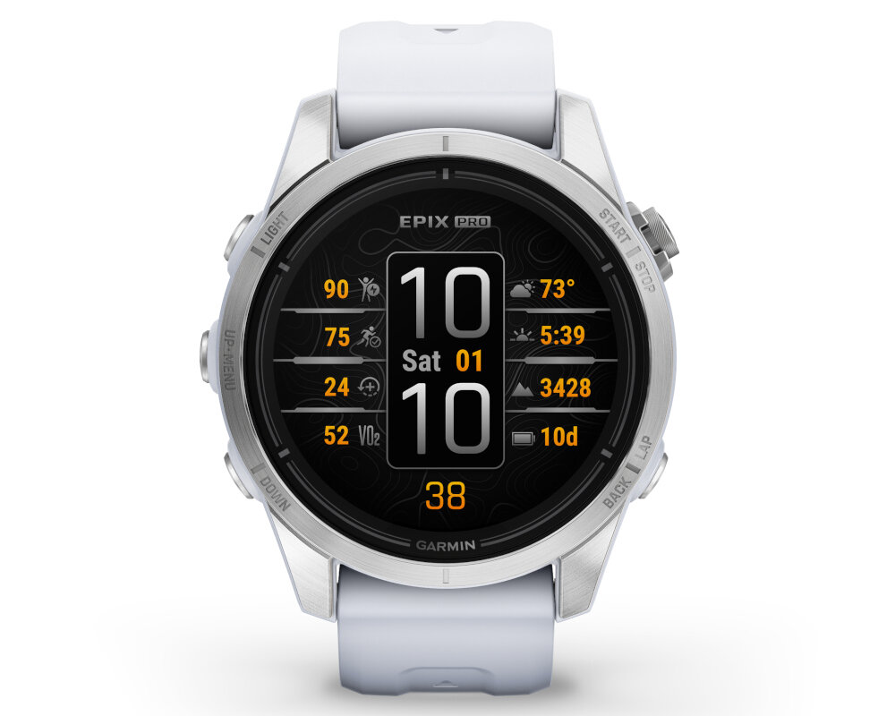 Zegarek sportowy GARMIN Epix Pro ekran bateria czujniki zdrowie sport pasek ładowanie pojemność rozdzielczość łączność sterowanie krew puls rozmowy smartfon aplikacja