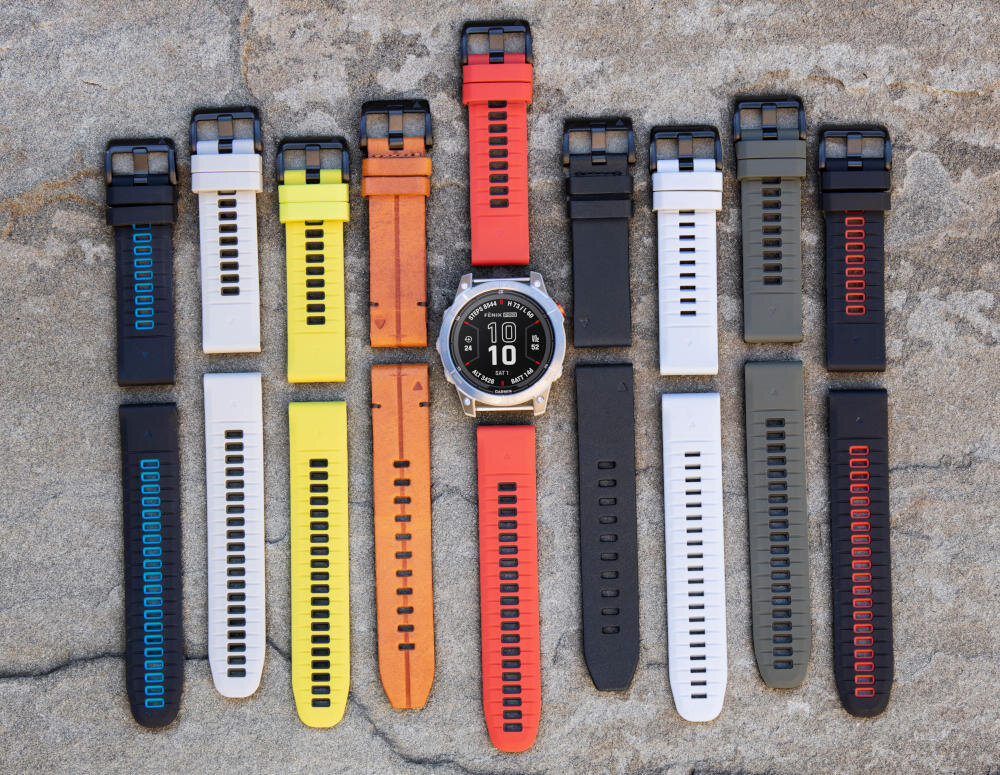 Smartwatch GARMIN Fenix 7S Pro Solar ekran bateria czujniki zdrowie sport pasek ładowanie pojemność rozdzielczość łączność sterowanie krew puls rozmowy smartfon aplikacja