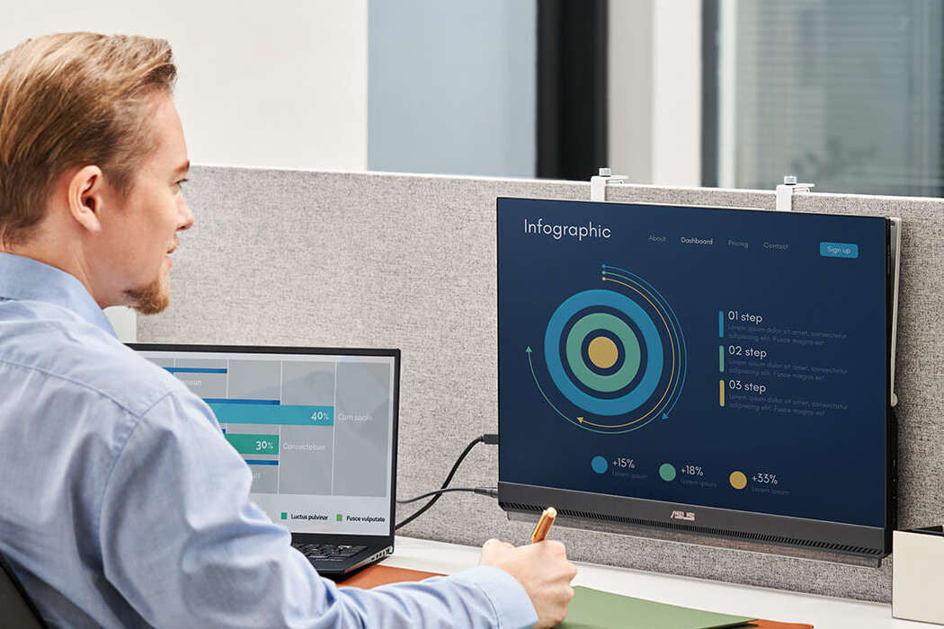 Monitor ASUS ZenScreen MB249C 23.8 cali 1920x1080px IPS przenośny mobilny uniwersalny windows okablowanie wyposażenie lekoość szegóły