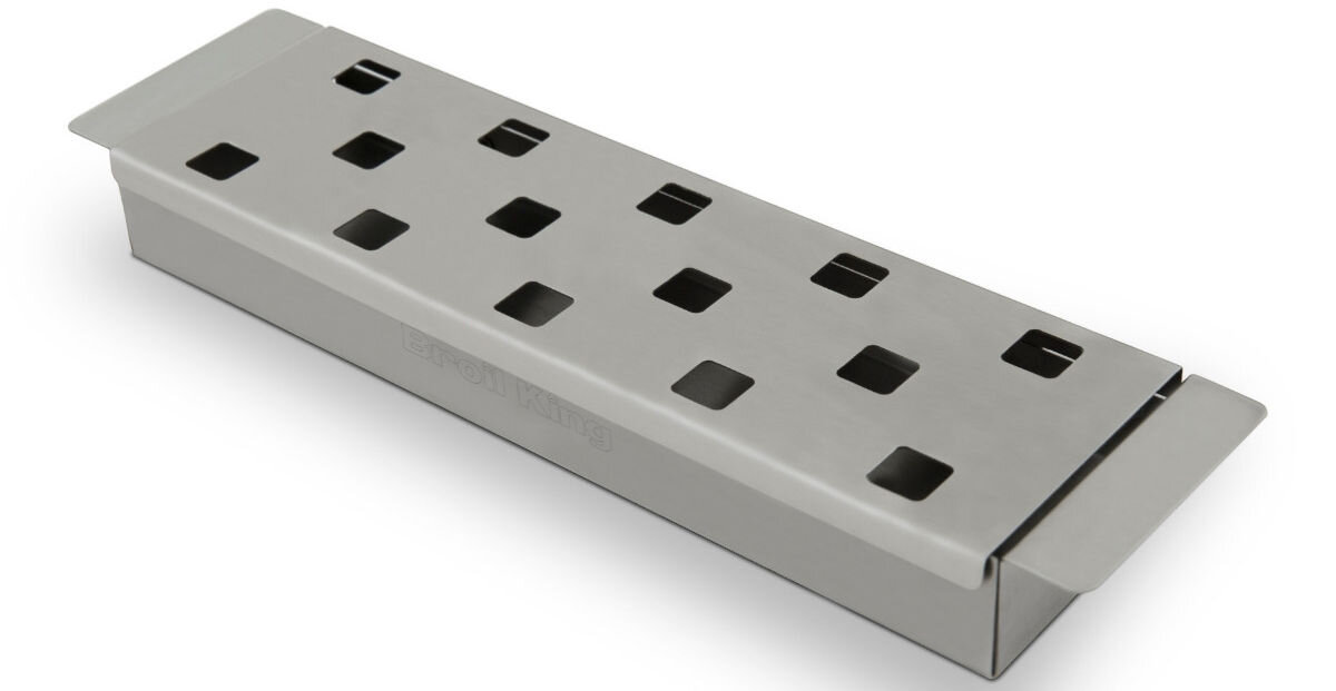 Skrzynka do wędzenia BROIL KING 60185, stal, trwałość, temperatura, grillowanie, na białym tle skrzynka zamknięta frontem lewo skos