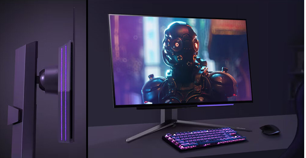 Monitor LG UltraGear 27GR95QE-B podstawa regulacja podświetlenie wygląd